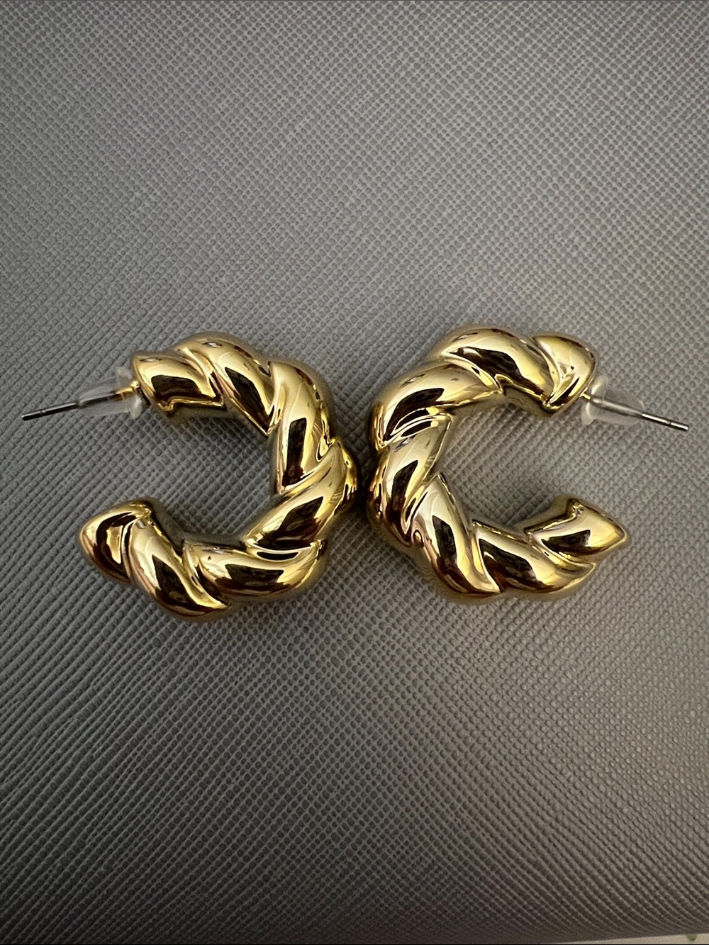 Gold Twisted Hoop Earrings - Women's Fashion Jewelry